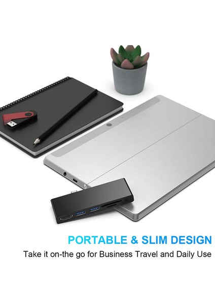 Surface Go Için Adaptör, 4K USB C'ye Sahip 6'sı 2 Arada USB C Adaptörü, 2 USB 3.0 Bağlantı Noktası, 3,5 mm Kulaklık Jakı, Sd/tf Kart Okuyucu (Yurt Dışından) indirimleri