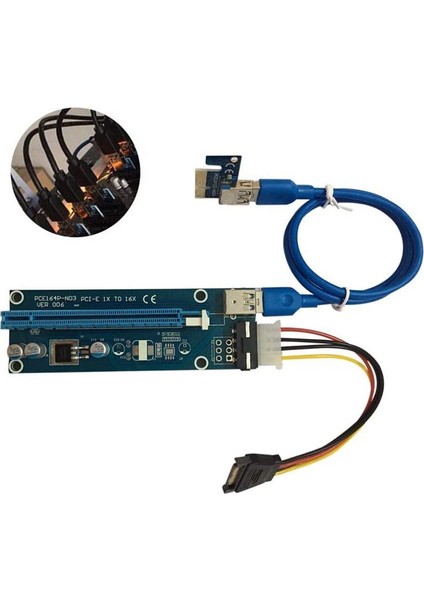USB 3.0 Pcie Pcı-E Express Yükseltici Kart 1x - 16X Gpu Genişletici Yükseltici Kart Adaptörü USB 3.0 Veri Kablosu Sata - 4pin Ide (Yurt Dışından)