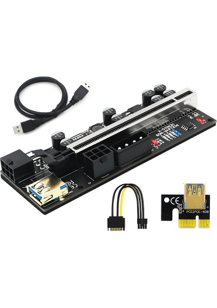 1 Adet Yeni 010-X Pcıe Yükseltici 1x Ila 16X Grafik Uzatma ile Flash LED Gpu Madencilik Için Güçlendirilmiş Yükseltici Adaptör Kartı (Yurt Dışından)