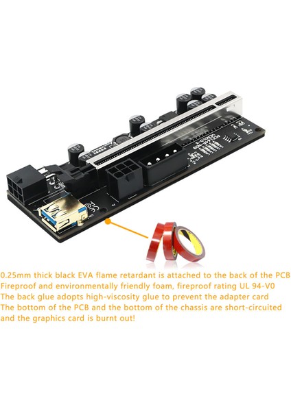 1 Adet Yeni 010-X Pcıe Yükseltici 1x Ila 16X Grafik Uzatma ile Flash LED Gpu Madencilik Için Güçlendirilmiş Yükseltici Adaptör Kartı (Yurt Dışından)