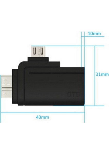 Micro-Usb3.0/2.0 Adaptör Yarı Konnektör 2'si 1 Arada Otg Adaptör ve Cep Telefonları ve Tabletler (Yurt Dışından)