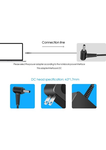 65W Laptop Şarj Cihazı 4.0x1.7mm Xiaoxin 310/5000/7000 YOGA510-14ISK/15ISK FLEX4-1470/1570, Vb. Ab Tak Için Uygun (Yurt Dışından) modelleri