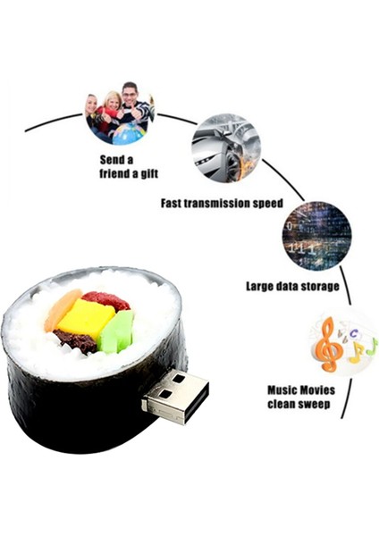 128G USB Flash Sürücü Usb2.0 Memory Stick Kalem Sürücü Suşi Görünümü USB Sopa Masaüstü Dizüstü Bilgisayar Için (Yurt Dışından)