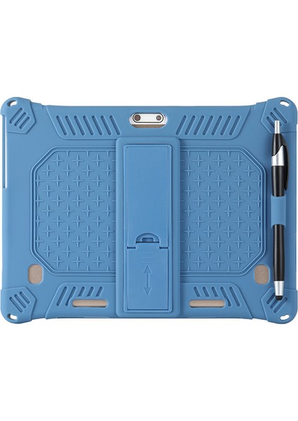 M30 M30 Pro 10.1 Inç Tablet Koruma Kılıfı Için Silikon Kılıf Kalemli Ayarlanabilir Tablet Standı (Mavi) (Yurt Dışından)