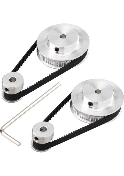 2 Kit Gt2 Senkron Tekerlek 20 ve 60 Diş 5mm Çap, 2 Adet Uzunluk 200MM Genişlik 6mm Kayışlı Alüminyum Zamanlama Kasnağı (Delik 5mm) (Yurt Dışından)