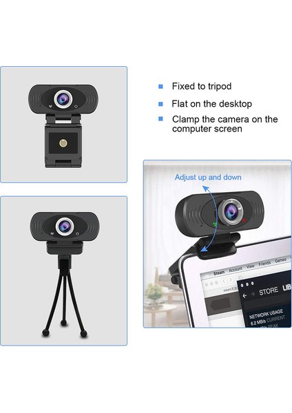 1080P Full Hd USB Web Kamerası, Dahili Mikrofon, Gizlilik Kapağı ve Tripod, 30 Fps Tak ve Çalıştır Geniş Ekran Canlı (Yurt Dışından)