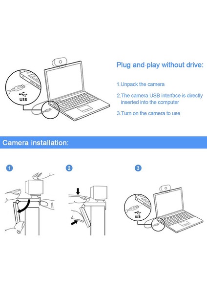 1080P Full Hd USB Web Kamerası, Dahili Mikrofon, Gizlilik Kapağı ve Tripod, 30 Fps Tak ve Çalıştır Geniş Ekran Canlı (Yurt Dışından)