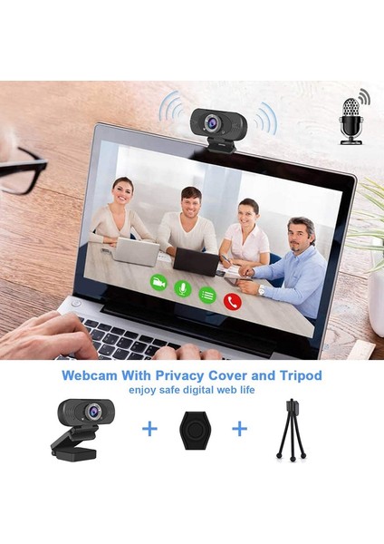 1080P Full Hd USB Web Kamerası, Dahili Mikrofon, Gizlilik Kapağı ve Tripod, 30 Fps Tak ve Çalıştır Geniş Ekran Canlı (Yurt Dışından)