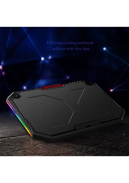 Rgb Dizüstü Soğutucusu 12-17 Inç 5 Fan Oyun Dizüstü Soğutma Pedi Çift USB Bağlantı Noktası Ayarlanabilir Dizüstü Bilgisayar Standı Dilsiz Soğutma Fanı (Yurt Dışından) modelleri
