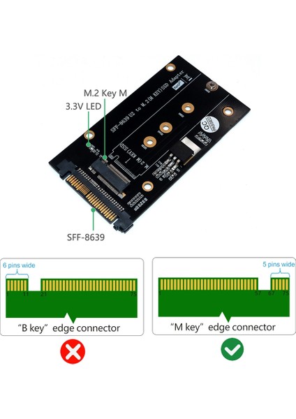 Ek Kartlar M.2 Ssd'den U2 Adaptörüne Nvme M.2 SSD U2 Kart Anahtarı M, Siyah Soğutuculu (Yurt Dışından)
