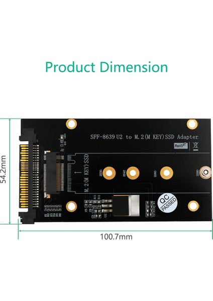 Ek Kartlar M.2 Ssd'den U2 Adaptörüne Nvme M.2 SSD U2 Kart Anahtarı M, Siyah Soğutuculu (Yurt Dışından)