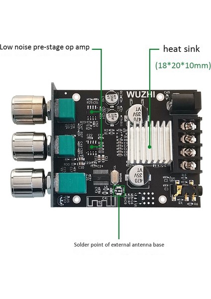 Mını Bluetooth Ses Güç Amplifikatörü Devre Kartı Modülü 50WX2 Yüksek ve Düşük Bas Ayarı 2.0 Stereo Harici Anten Olabilir (Yurt Dışından)