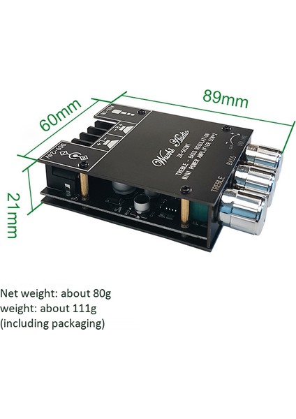 Mını Bluetooth Ses Güç Amplifikatörü Devre Kartı Modülü 50WX2 Yüksek ve Düşük Bas Ayarı 2.0 Stereo Harici Anten Olabilir (Yurt Dışından)