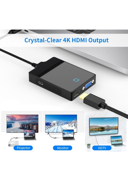 Type-C Bağlantı Istasyonu 6'sı 1 Arada Çok Fonksiyonlu Hub Pro Için USB 4K VGA Hub (Yurt Dışından)