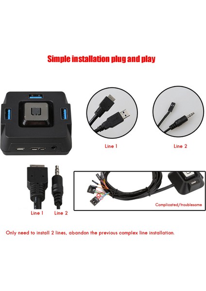 Pc Kasası Güç Kaynağı Açık/kapalı 3 Bağlantı Noktalı USB 3.0 Sesli Ses Bilgisayar Anahtarı Harici Güç Anahtarı Sıfırlama Düğmesi USB Hub (Yurt Dışından)