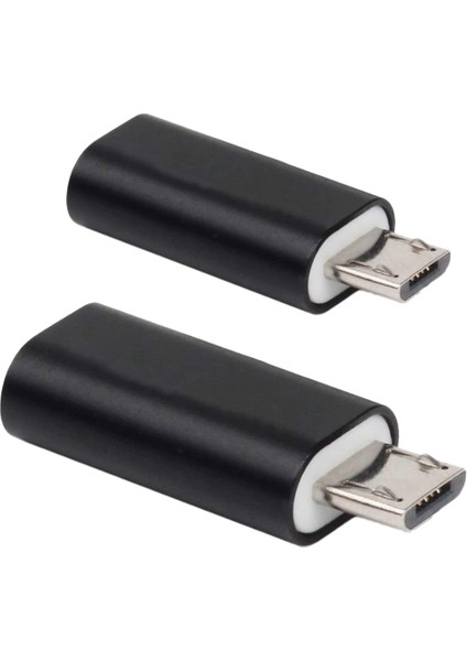 USB Adaptör Tip C Dişi - Mikro USB Erkek Adaptör Desteği Şarj ve Veri Senkronizasyonu Galaxy Için Uyumlu (2'li Paket, Siyah) (Yurt Dışından)