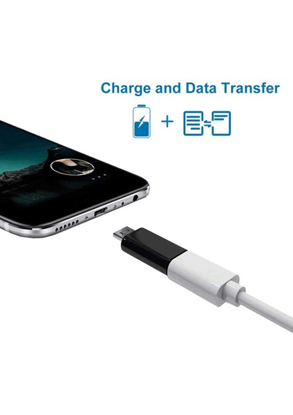 USB Adaptör Tip C Dişi - Mikro USB Erkek Adaptör Desteği Şarj ve Veri Senkronizasyonu Galaxy Için Uyumlu (2'li Paket, Siyah) (Yurt Dışından)
