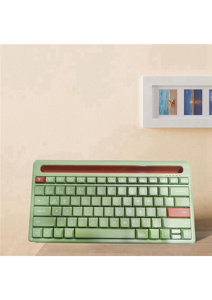 Kart Yuvası ile Kablosuz Bluetooth Klavye Çift Modlu Klavye Desteği Tablet Android Telefon Dizüstü Masaüstü Bilgisayar Mavi (Yurt Dışından)