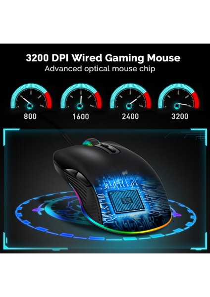 3200 Dpı'a Kadar 4 Arka Işık Moduna Sahip Ergonomik Oyun Faresi, Dizüstü Bilgisayar ve Iş Için 7 Düğmeli Rgb Kablolu USB Fare (Yurt Dışından) indirimleri