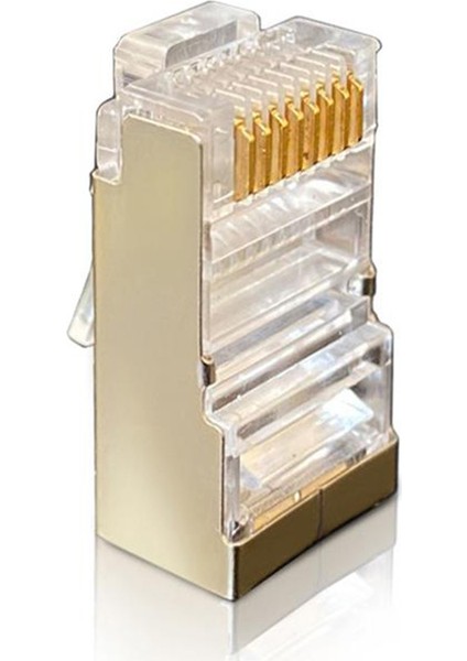 100 Adet RJ45 Korumalı Konnektör CAT5E Ağ RJ45 Konnektör Fişleri RJ45 Ethernet Kablosu 8 Jack Metal Korumalı (Yurt Dışından)