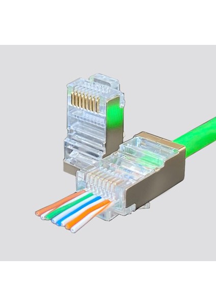 100 Adet RJ45 Korumalı Konnektör CAT5E Ağ RJ45 Konnektör Fişleri RJ45 Ethernet Kablosu 8 Jack Metal Korumalı (Yurt Dışından) modelleri