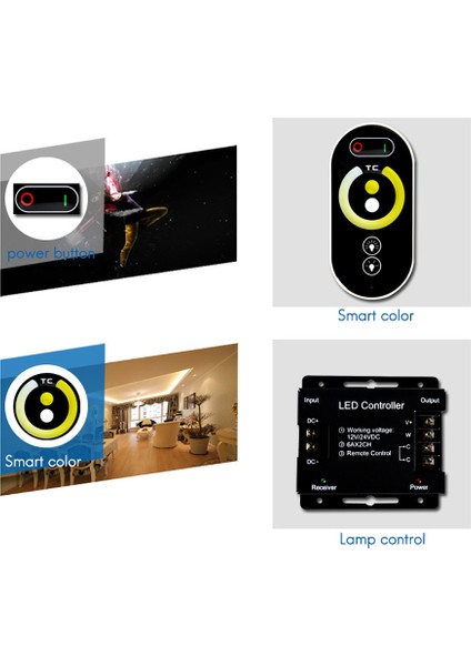 LED Kontrol Cihazı Tam Basmalı Uzaktan Kumanda Çift Renk Sıcaklığı LED Karartma ve Renk Karıştırma Kontrol Cihazı Rgb Dimmer (Yurt Dışından)