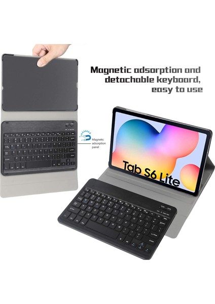 P610 Bluetooth Klavye Kılıfı Galaxy Galaxy Tab S6 Lite Için Uygun SM-P610 Tablet Klavye Kılıfı Siyah (Yurt Dışından)