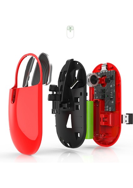 M203 Kablosuz Fare Ev Ofis Dilsiz Şarj Edilebilir Bluetooth 5.1+2.4g Çift Modlu Bilgisayar Oyun Faresi Kırmızı (Yurt Dışından)