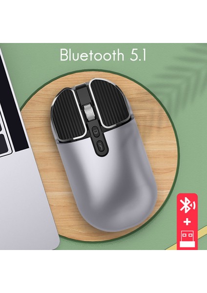 M203 Kablosuz Fare Ev Ofis Dilsiz Şarj Edilebilir Bluetooth 5.1+2.4g Çift Modlu Bilgisayar Oyun Faresi Kırmızı (Yurt Dışından)