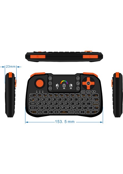 Mini Oyun Uzaktan Algılama Kablosuz Klavye Uzaktan Kumanda 2.4g2.4ghz Kablosuz Klavye Presspad + Presspad Fare ile Renkli El Uzaktan Kumandası (Yurt Dışından)