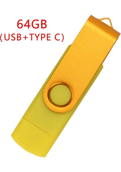 Flash Disk, Oksitlenmiş Klips (Usb+Tip C) 3.0 64GB Flash Bellek U Disk, Android Cihaz/pc/tablet/(Sarı) (Yurt Dışından)