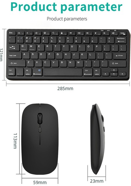 Kablosuz Bluetooth Klavye Fare Üç Modlu Klavye Şarj Edilebilir Klavye Fare Desteği Tablet Dizüstü Bilgisayar Siyah (Yurt Dışından)