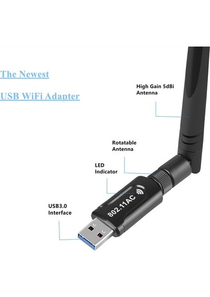 1200MBPS USB Ağ Adaptörü 2.4g/5.8g Usb3. 0 Çift Bantlı Ücretsiz Sürücü Kablosuz Ağ Kartı Wifi Alıcısı (Yurt Dışından) fiyatları