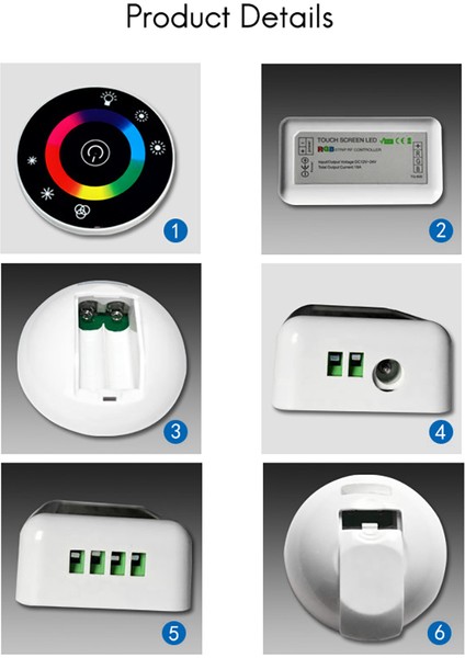 LED Denetleyici Rf Tam Basın Topu Kontrol Paneli LED Işık Uzaktan Kumanda Rgb Işık Şeridi Dimmer (Siyah + Beyaz) (Yurt Dışından)