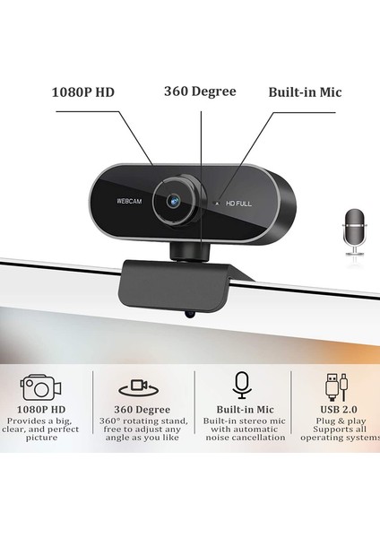 Mikrofonlu 1080P Web Kamerası - Bilgisayar, Dizüstü Bilgisayar, Pc Için Hd Web Kamerası - Görüntülü Arama Kayıt Konferans Için USB Kamera (Yurt Dışından) indirimleri