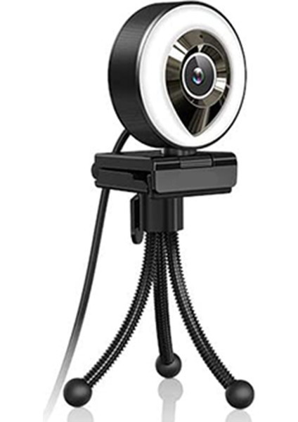 Çift Mikrofonlu Yayın Web Kamerası 1080P Ayarlanabilir Sağ Işık Pro Web Kamerası Tripod Yakınlaştırmalı Gelişmiş Otomatik Odaklama (Yurt Dışından)