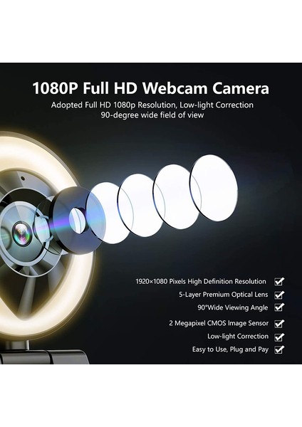 Çift Mikrofonlu Yayın Web Kamerası 1080P Ayarlanabilir Sağ Işık Pro Web Kamerası Tripod Yakınlaştırmalı Gelişmiş Otomatik Odaklama (Yurt Dışından) fırsatları