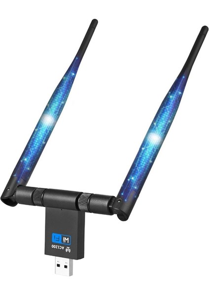 USB Kablosuz Wifi Adaptörü Çift Bant 2.4g ve 5.8g Anten Wifi Dongle 1200 Mbps USB Ağ Kartı Pc Laptop Için (Yurt Dışından)