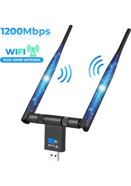USB Kablosuz Wifi Adaptörü Çift Bant 2.4g ve 5.8g Anten Wifi Dongle 1200 Mbps USB Ağ Kartı Pc Laptop Için (Yurt Dışından) fiyatları