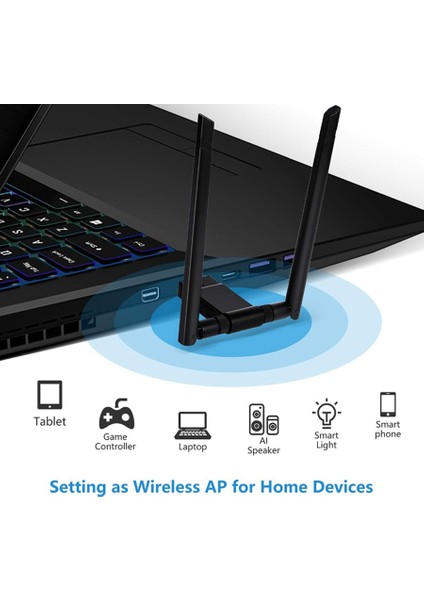 USB Kablosuz Wifi Adaptörü Çift Bant 2.4g ve 5.8g Anten Wifi Dongle 1200 Mbps USB Ağ Kartı Pc Laptop Için (Yurt Dışından) modelleri