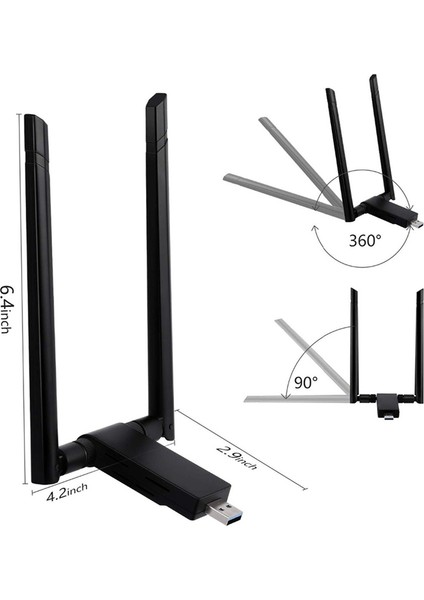 USB Kablosuz Wifi Adaptörü Çift Bant 2.4g ve 5.8g Anten Wifi Dongle 1200 Mbps USB Ağ Kartı Pc Laptop Için (Yurt Dışından) indirimleri