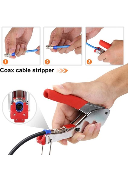 Sıkıştırma Pensesi, Tak Aleti Koaksiyel Kablo Sıyırıcı RG59/RG6 Crimper 20 Parça F-Konnektörlü Koaksiyel Kablo (Yurt Dışından) modelleri