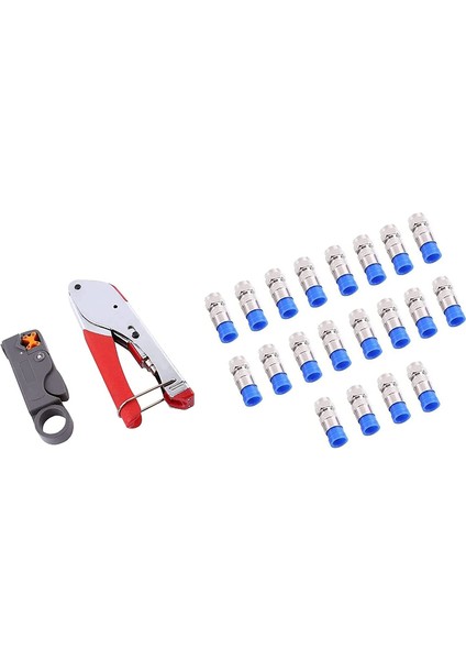 Sıkıştırma Pensesi, Tak Aleti Koaksiyel Kablo Sıyırıcı RG59/RG6 Crimper 20 Parça F-Konnektörlü Koaksiyel Kablo (Yurt Dışından) indirimleri