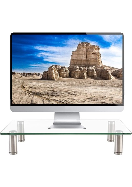Temperli Cam Monitör Yükseltici Masaüstü Standı Yüksekliği Ayarlanabilir Masa Üstü Düz Ekran LCD LED Tv, Dizüstü Bilgisayar (Yurt Dışından)