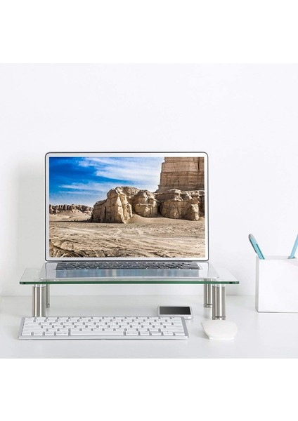 Temperli Cam Monitör Yükseltici Masaüstü Standı Yüksekliği Ayarlanabilir Masa Üstü Düz Ekran LCD LED Tv, Dizüstü Bilgisayar (Yurt Dışından)