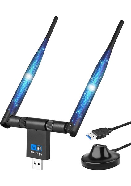 1200 Mbps USB Wifi Adaptörü Çift Bant 5 Ghz 2.4 Ghz Kablosuz Wifi Anten Dongle Ağ Kartı Windows Xp/10/8 Için Standı ile (Yurt Dışından)