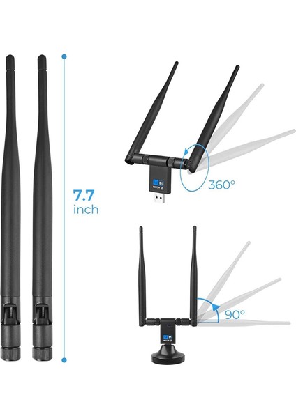1200 Mbps USB Wifi Adaptörü Çift Bant 5 Ghz 2.4 Ghz Kablosuz Wifi Anten Dongle Ağ Kartı Windows Xp/10/8 Için Standı ile (Yurt Dışından)