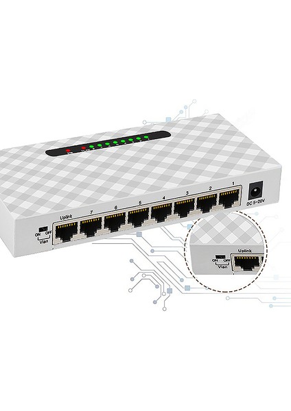 10/100/1000MBPS Tam Çift Yönlü 8 Bağlantı Noktalı Gigabit Anahtar Hub Lan Gigabit Ethernet Masaüstü Ağ Anahtarları (Ab Tak) (Yurt Dışından)