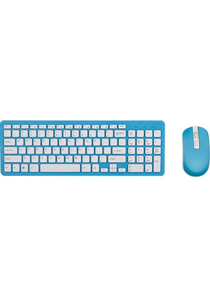 2.4g Optik Kablosuz Klavye Fare Seti Kablosuz Fare USB Alıcı Combo Pc Dizüstü Taşınabilir Ultra Ince Ofis Takım Elbise Mavi (Yurt Dışından)