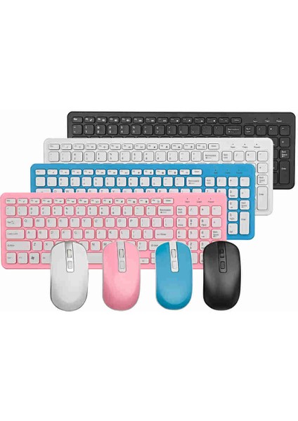 2.4g Optik Kablosuz Klavye Fare Seti Kablosuz Fare USB Alıcı Combo Pc Dizüstü Taşınabilir Ultra Ince Ofis Takım Elbise Mavi (Yurt Dışından) fiyatları